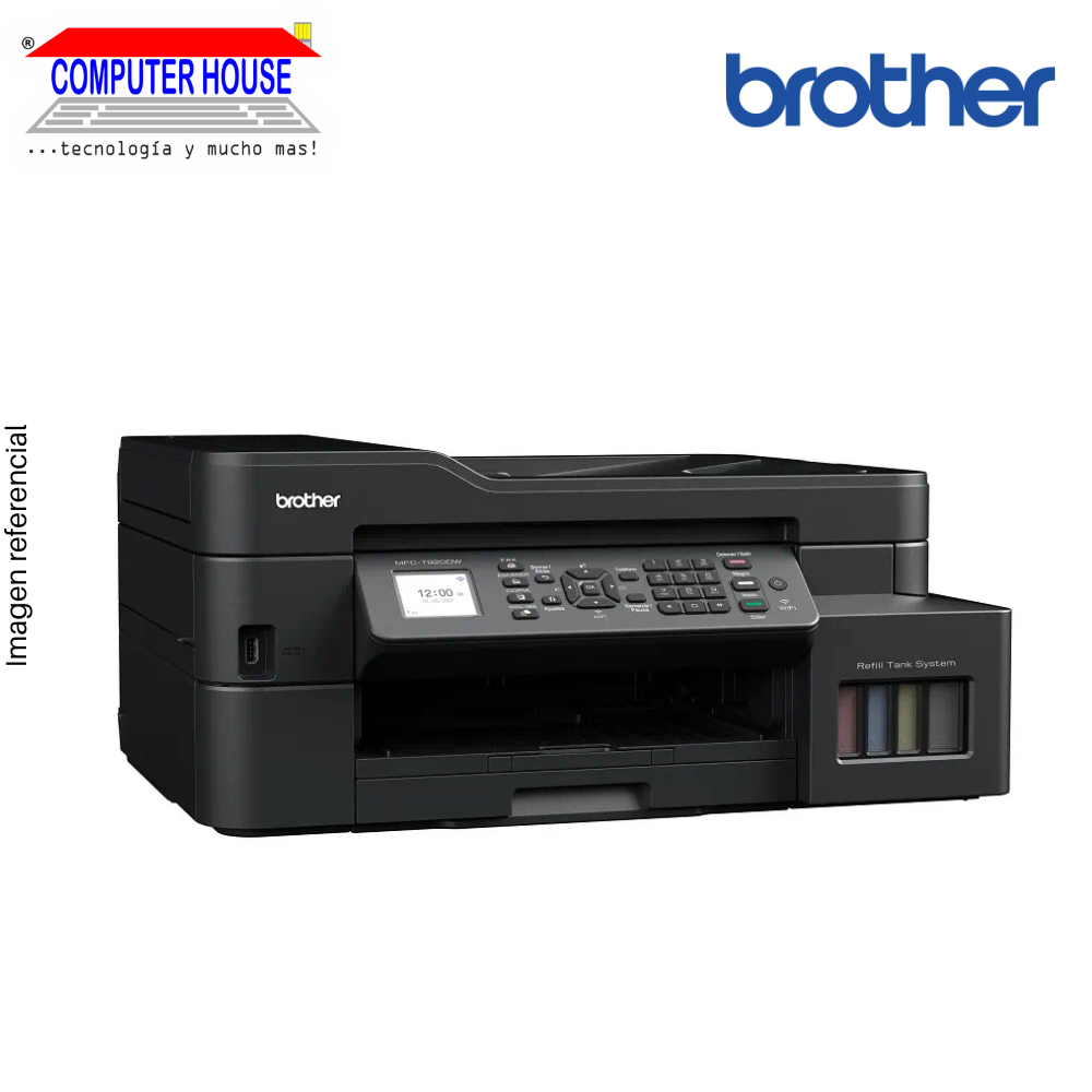 Impresora de tanque de tinta BROTHER DCP-T920W, A4, Multifuncional (imprime, copia y escanea), USB/Wi-Fi/Ethernet/ADF/Duplex.