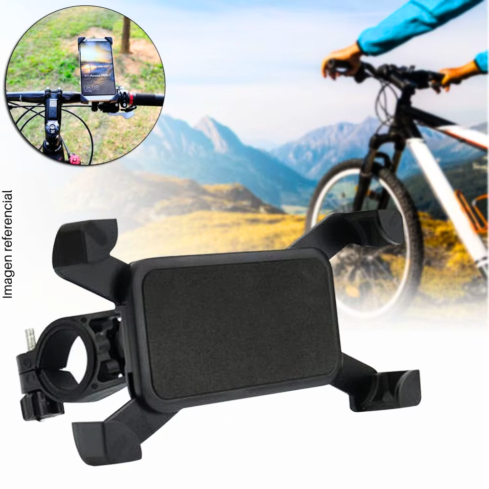 Soporte para Celular 360° para Bicicleta y Moto, Rotación 360°, Ajuste Universal, Negro