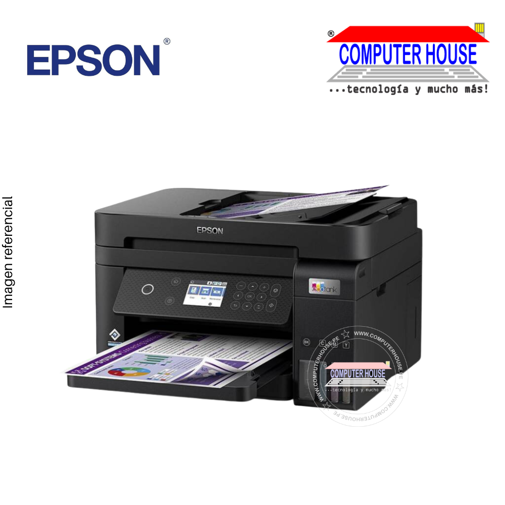 Impresora EPSON EcoTank (L6270), A4, Multifuncional (imprime, copia y escanea), con Sistema Continuo, USB/Wi-Fi/LAN/ADF/Duplex.