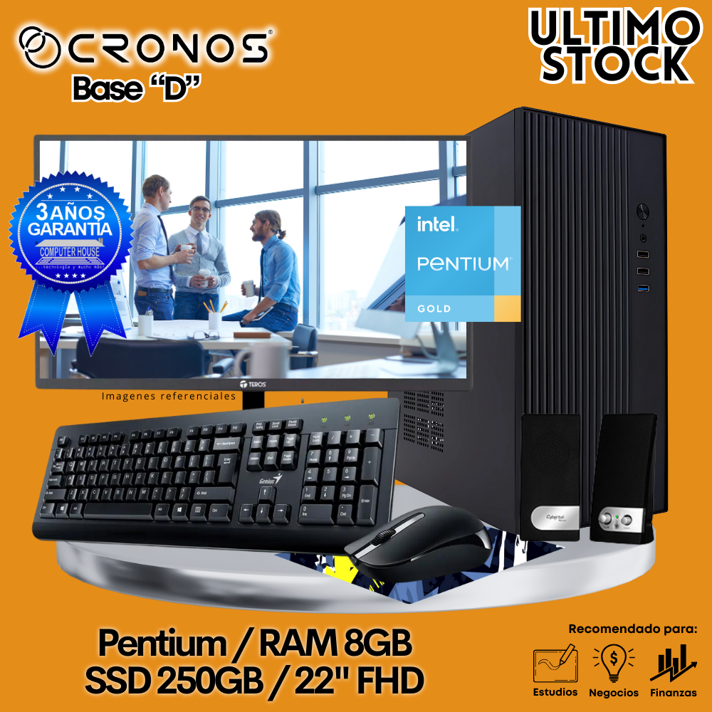 Latest Stock: CRONOS Base C-1 PC, 8GB RAM, 250GB SSD, 22″ FHD Monitor, Keyboard + Mouse Kit, Speakers or Headphones.