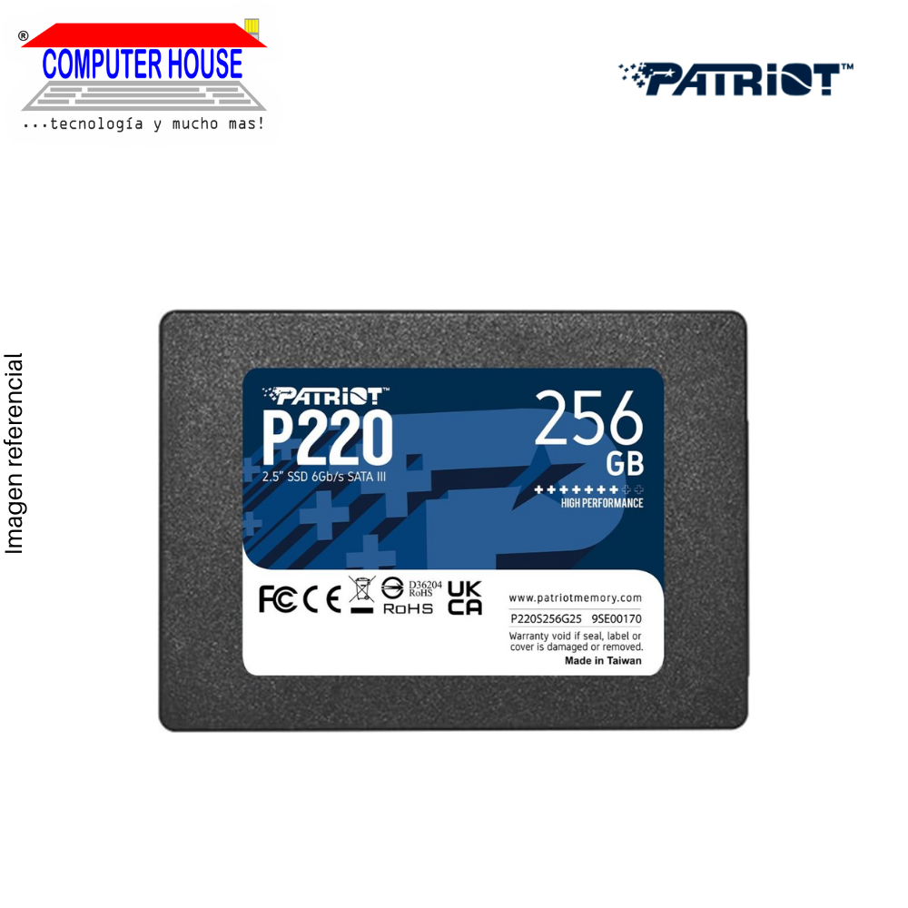 PATRIOT 256GB Solid State Drive, P220, SSD 2.5" Sata (Max Read 550MB/s, Max Write 490MB/s).