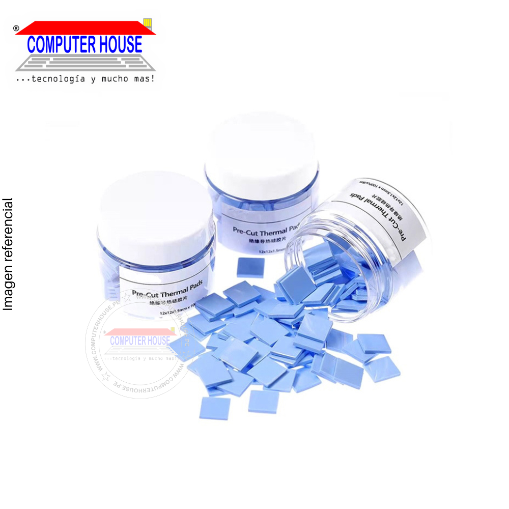 Thermal Pad pre-cortadas 12x12x1.5mm 100 Piezas con conductividad térmica de 10W.