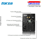 UPS FORZA 2200VA 1200W, FX-2200LCD-U Interactiva, 8 tomas 220V.