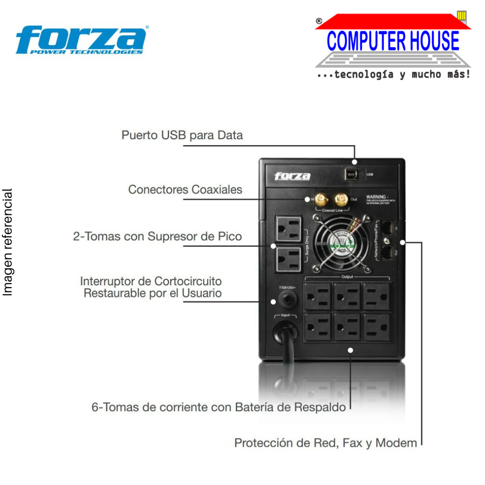 FORZA UPS 2200VA 1200W, FX-2200LCD-U Interactive, 8 220V outlets. 