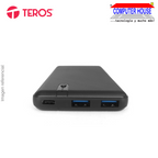 Power Bank TEROS 10000mAh TE-7053N, PD20W, Black, Batería portátil.