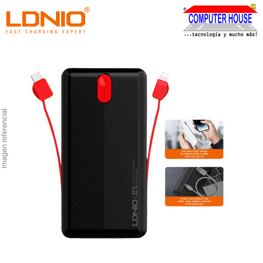 LDNIO 10000 mAh PQ13 Power Bank with 22.5W Charging - Black 