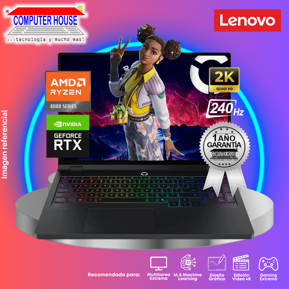 Laptop LENOVO Legion Pro 5, Ryzen 9-8945HX, RAM 32GB DDR5, SSD 1TB, RTX5060 8GB, 16" WQXGA IPS 240Hz, FreeDos.