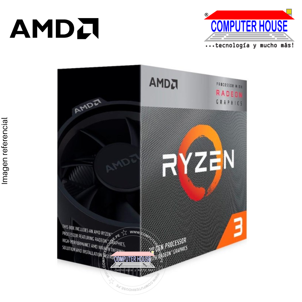 AMD  Procesador RYZEN 3 3200G 3.6GHZ hasta 4GHZ ,4MB , AM4 ,4 NUCLEOS (YD3200C5FHBOX)