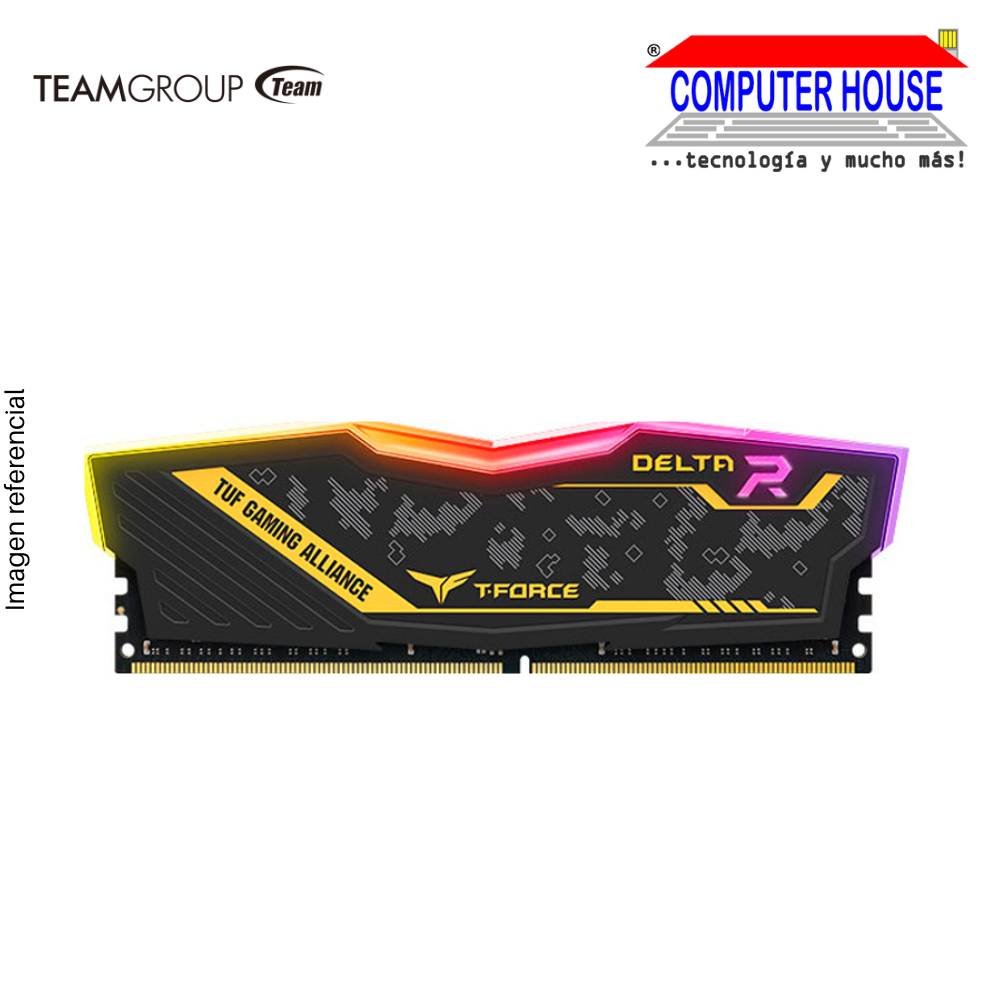 Memoria RAM DDR4 DIMM TeamGroup 8GB, 3200Mhz, T-Force Delta, RGB.