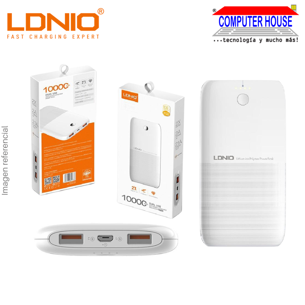 Power Bank LDNIO 10000mAh PR1009 2xUSB Connection Quick Charge 2.1 + 1xMicro-USB, Portable Battery.