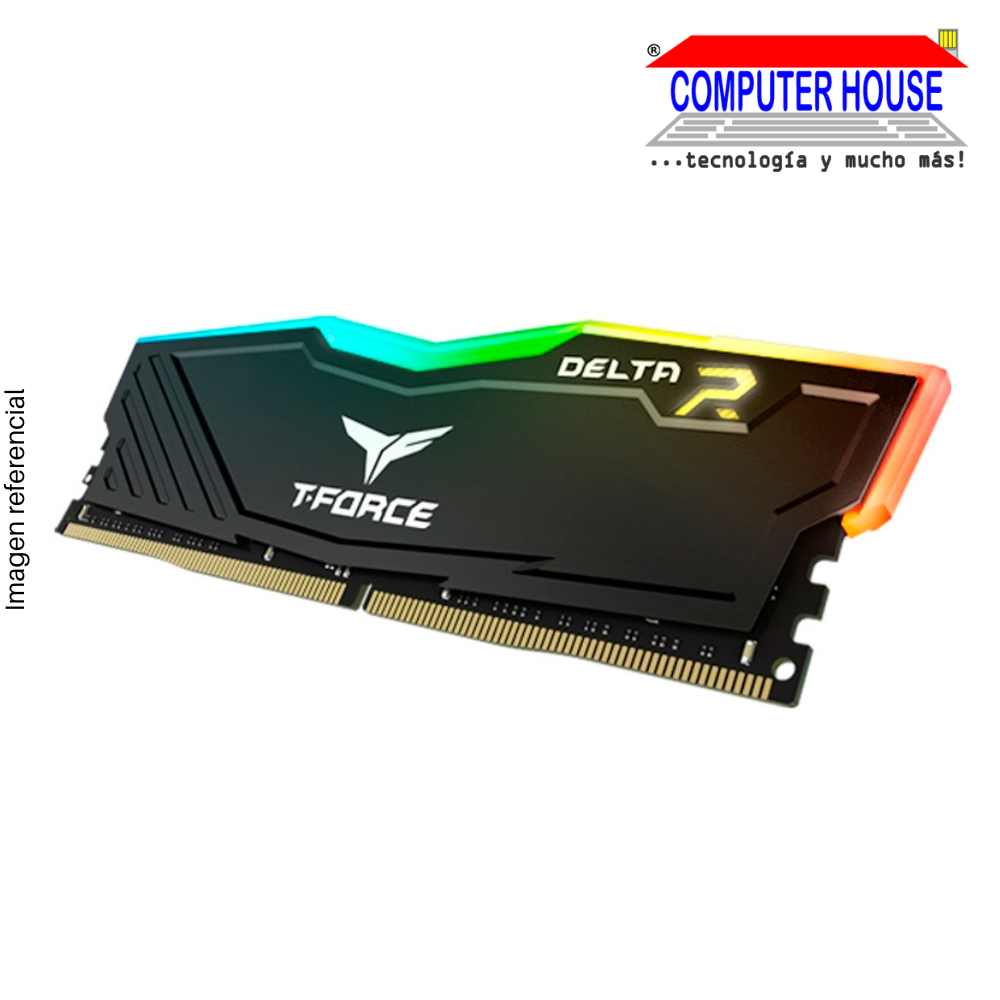 Memoria RAM DDR4 DIMM TeamGroup 8GB, 3200Mhz, T-Force Delta, RGB.