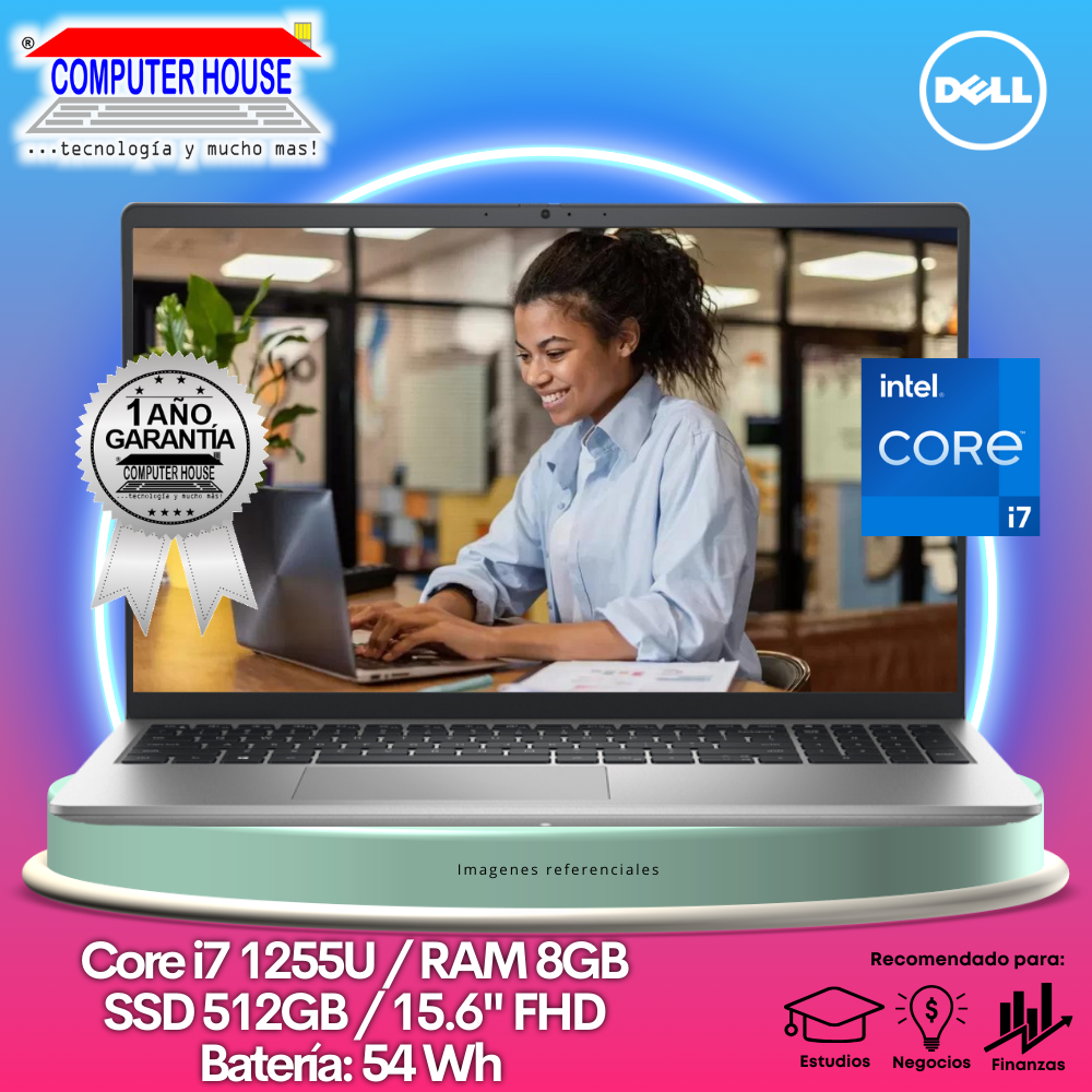 Laptop DELL Inspiron 3520, Core i7-1255U, RAM 8GB, SSD 512GB, 15.6″ FHD, FREE DOS.