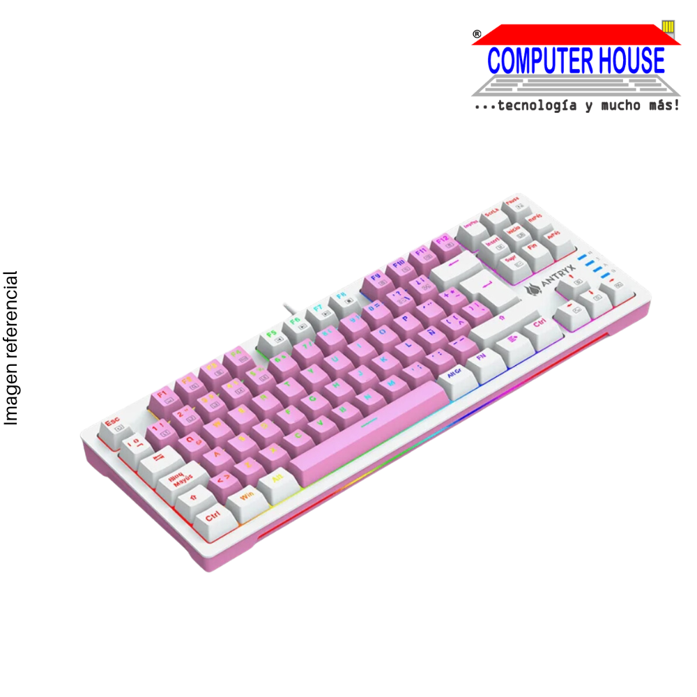 Teclado mecanico TKL, ANTRYX CHROME STORM MK840 PINK, RED SWITCH (AMK-CS840PRE-SP)