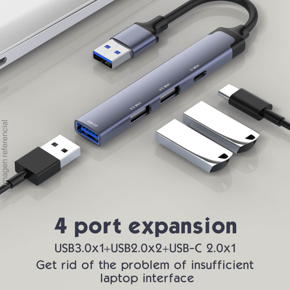 LDNIO DS-44C 4-in-1 USB Hub Extension - Silver