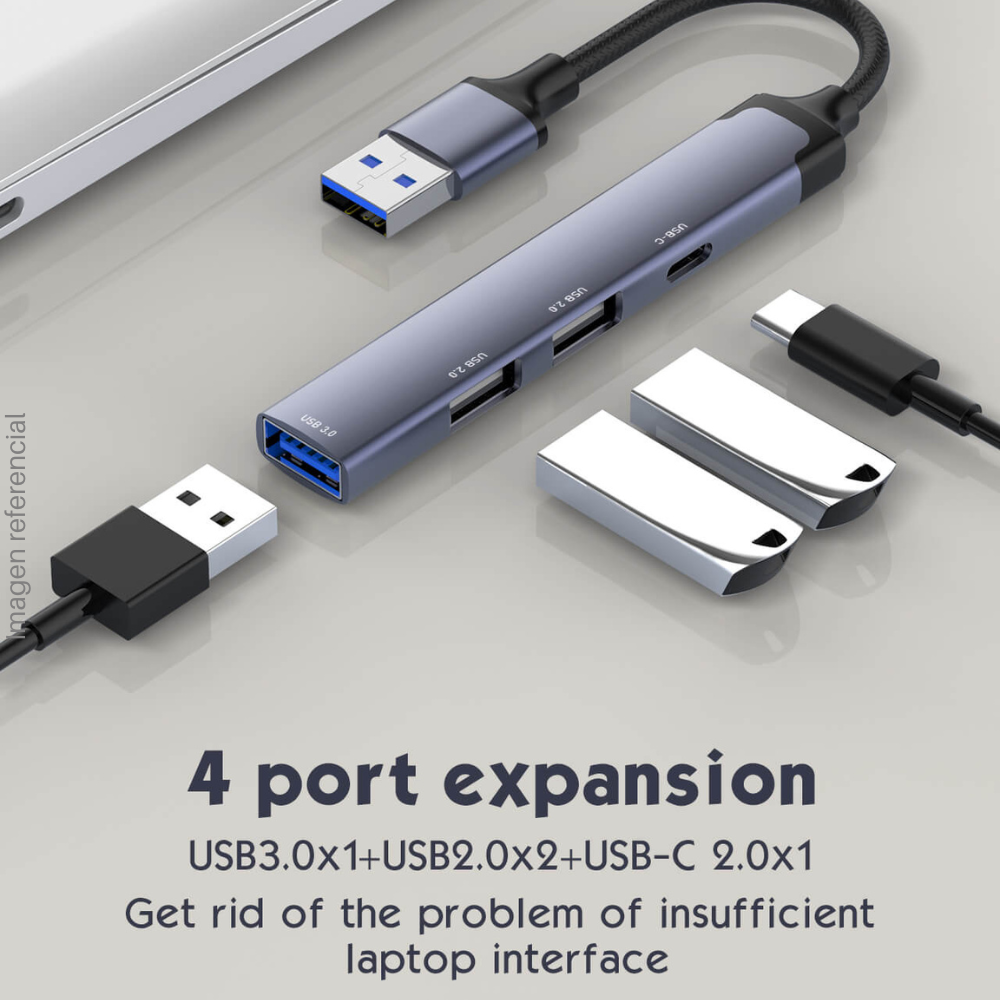 HUB USB Adaptador 4 en 1 LDNIO DS-44C - Plateado