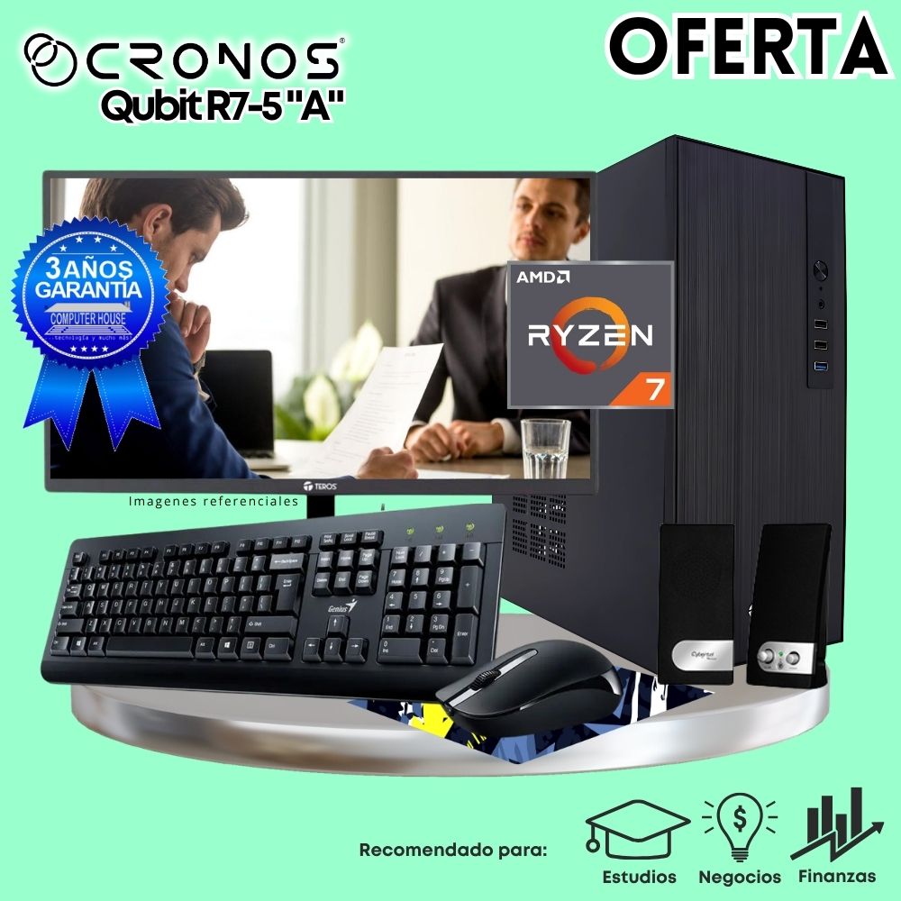 OFFER: CRONOS Qubit R7-5700G PC, 8GB RAM, 500GB SSD, 22″ FHD Monitor, Keyboard + Mouse Kit, Speakers or Headphones.