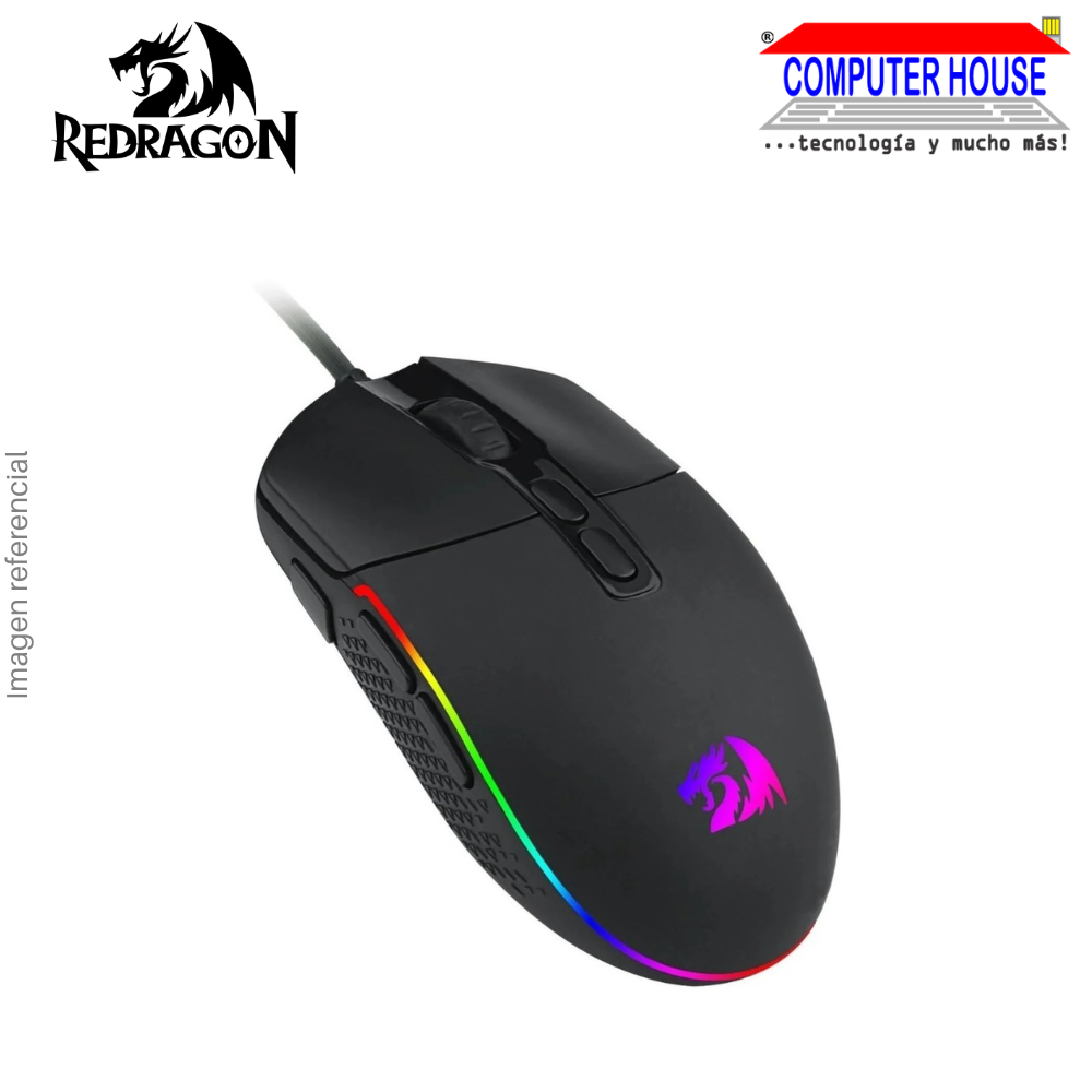 REDRAGON M719 Invader Wired Gaming Mouse, 10000 DPI, 8 Buttons, Black.