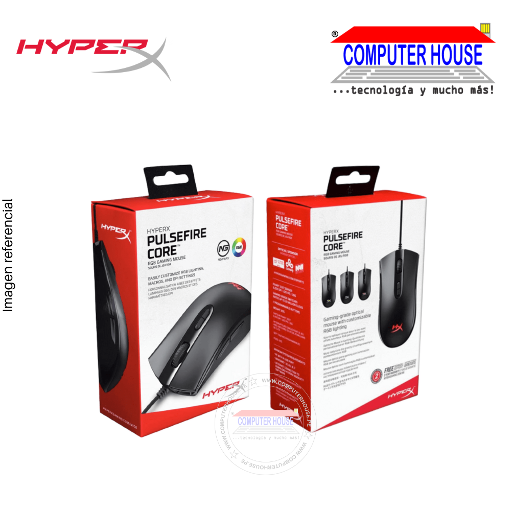 HYPERX mouse gamer alámbrico pulsefire core conexión USB (4P4F8AA).