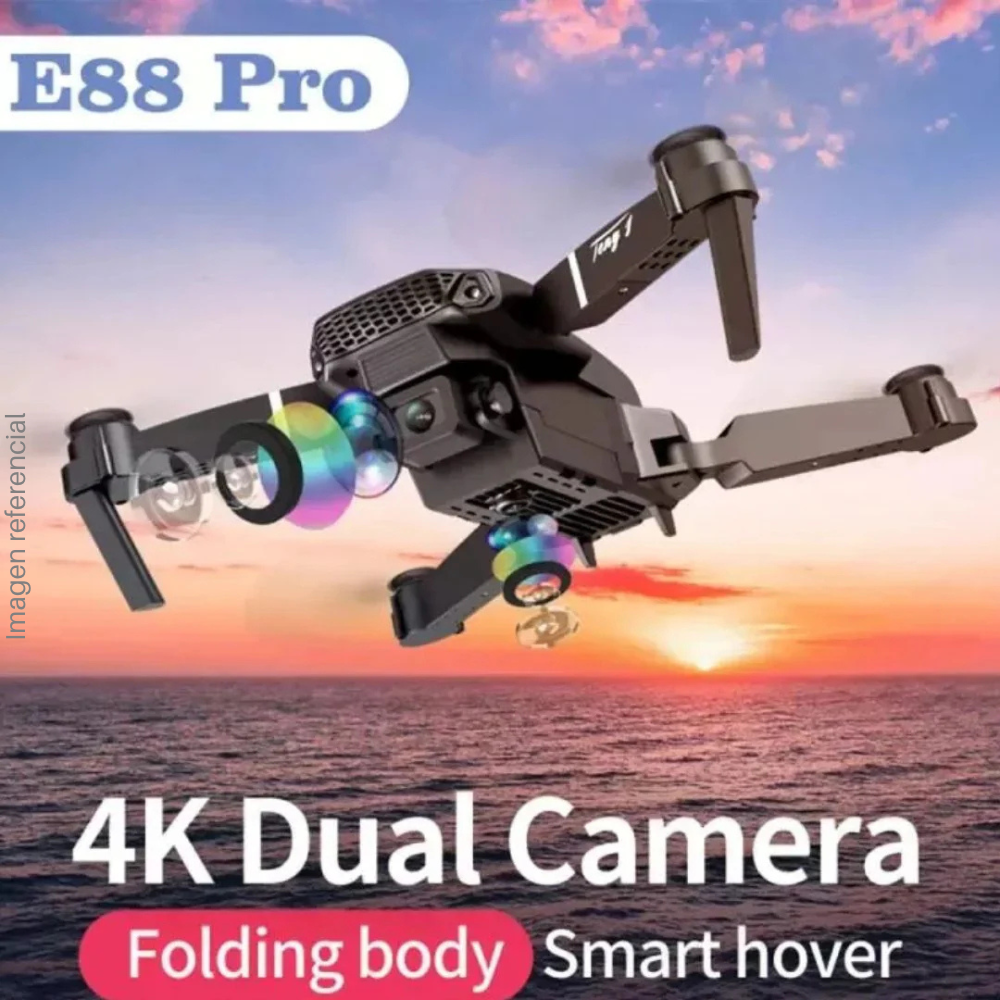 Dron E88 Pro mini, doble Cámara 4K estabilizador de vuelo