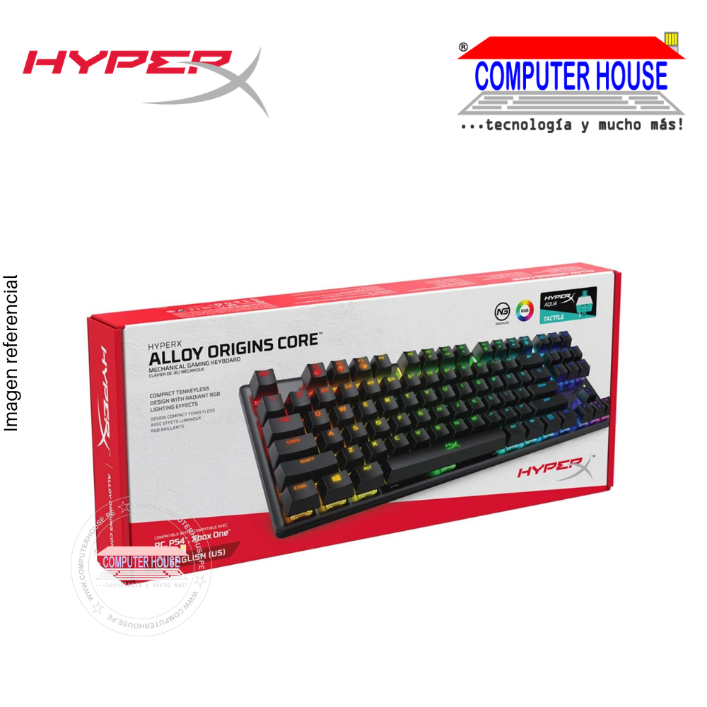 HYPERX teclado gamer Alloy Origins Robusto Cable Conectividad USB Tipo A  Interfaz RGB LED Mecánico Llave de contacto (4P5P3AA#AC8)