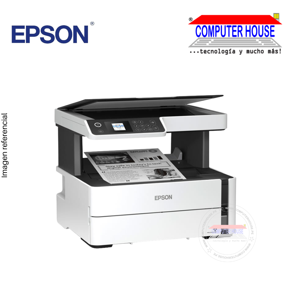 Impresora EPSON EcoTank M2170, A4, Multifuncional (imprime, copia y escanea), con Sistema Continuo, USB/Wi-Fi/LAN, Monocromática.