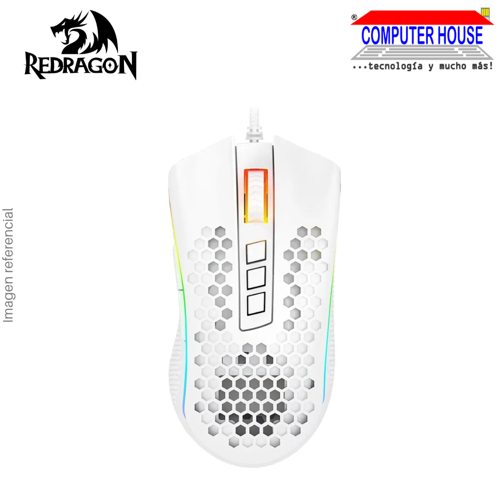 REDRAGON M988W Storm Elite Wired Gaming Mouse, 32000 DPI, 8 Buttons, RGB, White.