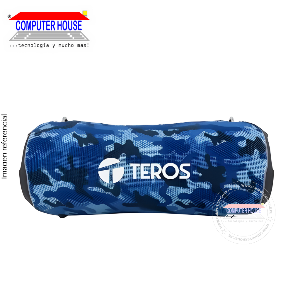 Parlante Inalámbrico TEROS TE-6046, Reproductor USB y SD, Radio FM, color Azul Militar, 40W