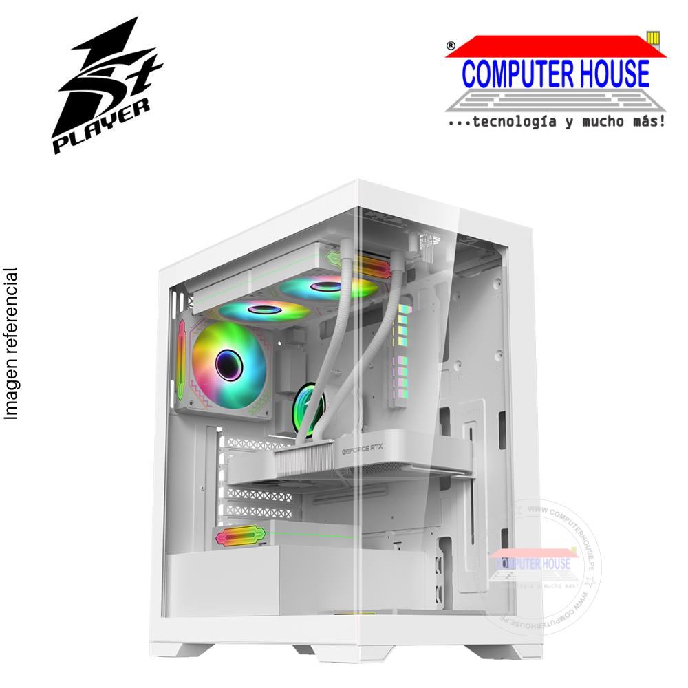 Case 1St Player Mi7, White, NO POWER, Double-sided tempered glass, RGB. 