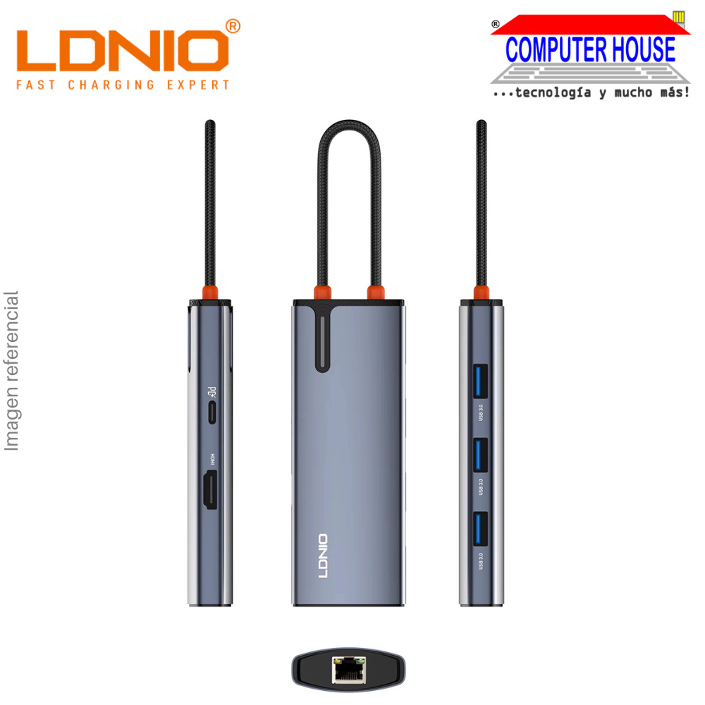 LDNIO DS-16H 6-in-1 USB Hub Extension - Silver