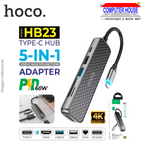 USB Hub Extension 5 in 1 HOCO HB23 Type C to HDMI, USB3.0, USB2.0, RJ45, PD