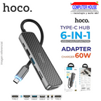 USB HUB Extension 6 in 1 HOCO HB24 Type C to HDMI, USB3.0, USB2.0, SD, TF, PD.