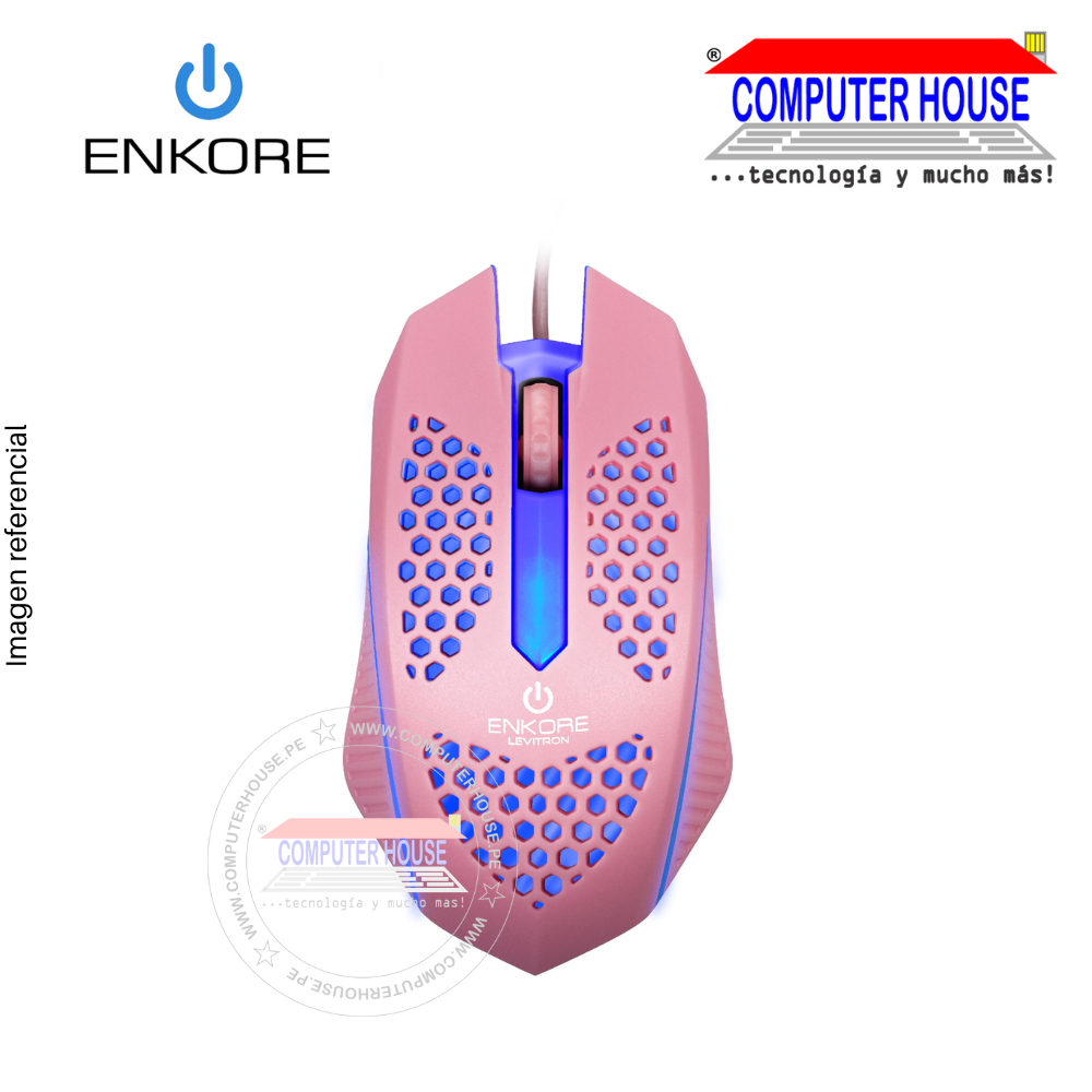 ENKORE mouse alámbrico gamer LEVITRON EKM107 conexión USB.
