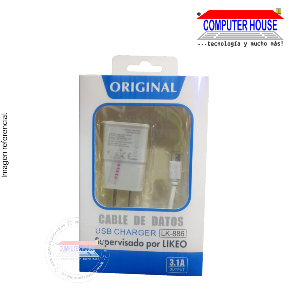 USB to Micro USB charger LK-886 3.1A with length 1 meter.