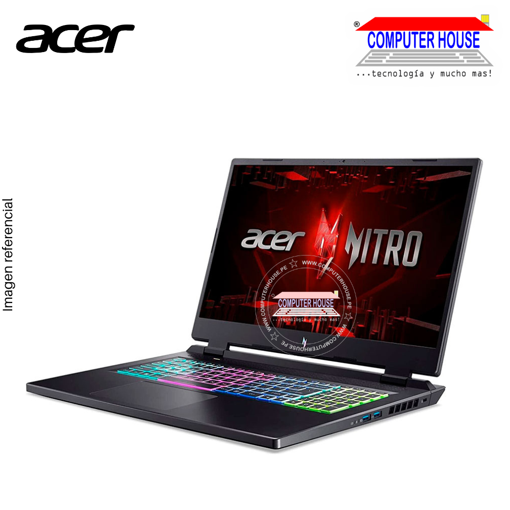 Laptop ACER Nitro 5 AN17, Ryzen 7-7735HS, RAM 16GB DDR5, SSD 1TB, 17.3″ FHD 165Hz, Video RTX4050 6GB, Teclado en Inglés, Windows 11.