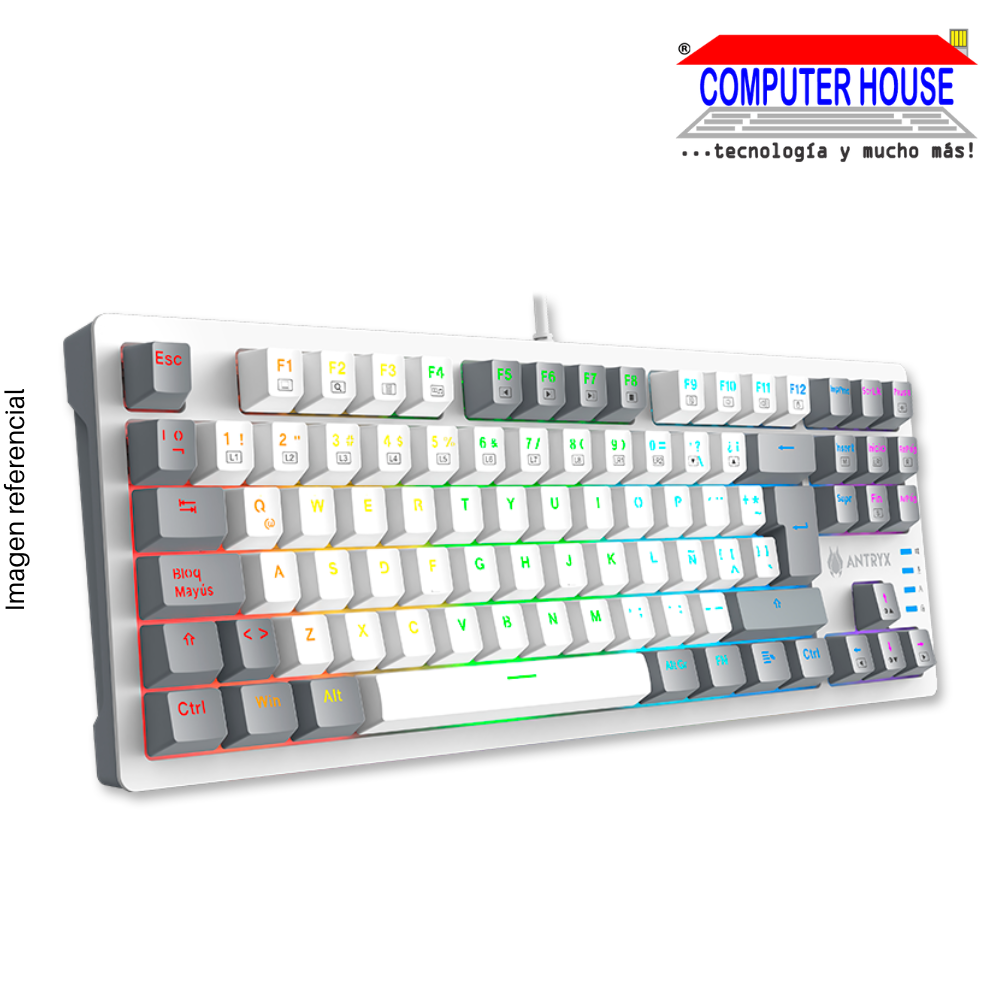 Teclado mecanico TKL ANTRYX MKL840L WHITE & GRAY, RED SWITCH (AMK-CS840LWL,WGRE-SP)