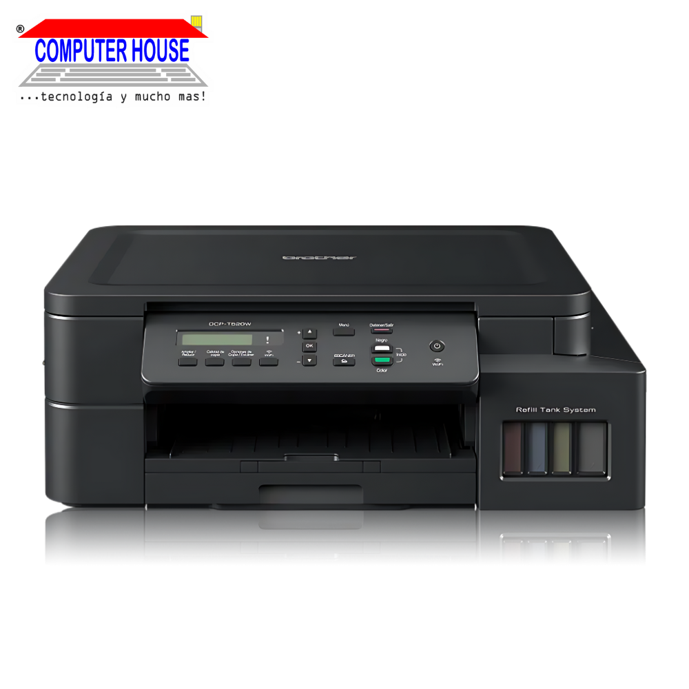 Impresora con Sistema Continuo BROTHER DCP-T520W, Multifuncional (imprime, copia y escanea), A4, InkBenefit Tank, USB/Wi-Fi, Pantalla LCD..