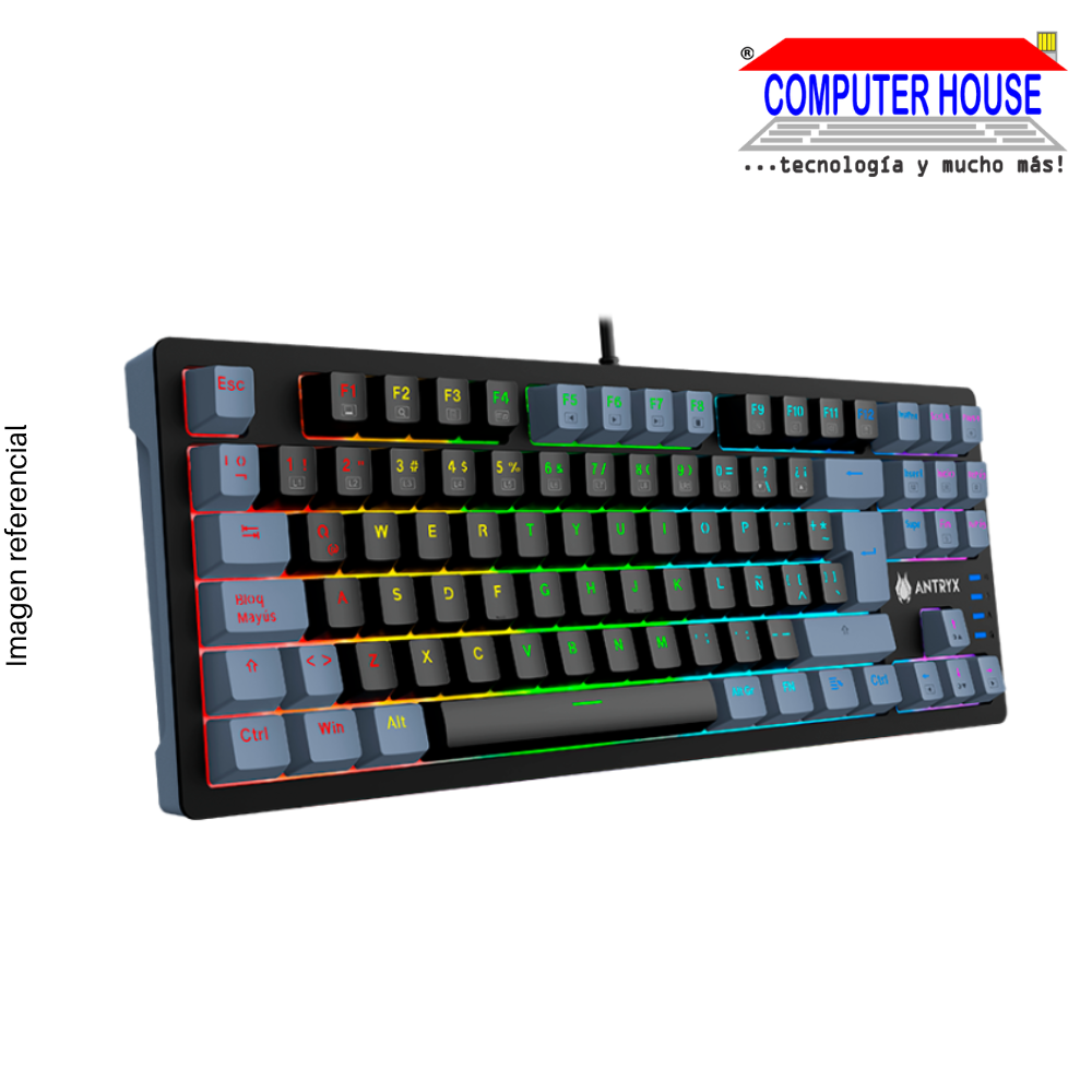 TECLADO MECANICO TKL ANTRYX MK840L BLACK & GRAY, RED SWITCH (AMK-CS840LKGRE-SP)