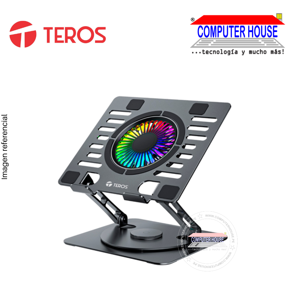 Cooler para Laptop TEROS TE-7132N, 1 cooler, hasta 15.6", RGB.