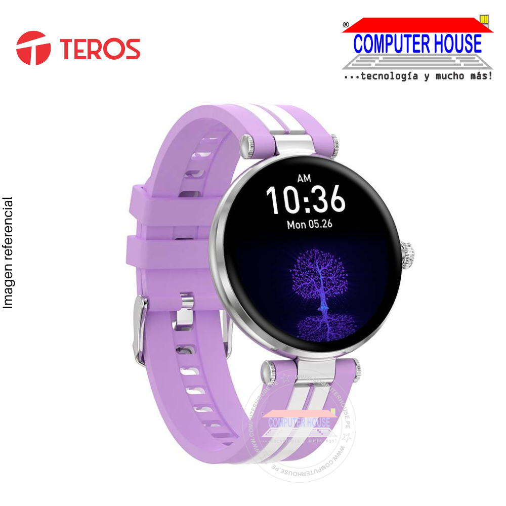 TEROS TE-8088 Smart Watch, 1.19'', Amoled, IP68, Bluetooth 5.1, Purple, SmartWatch.