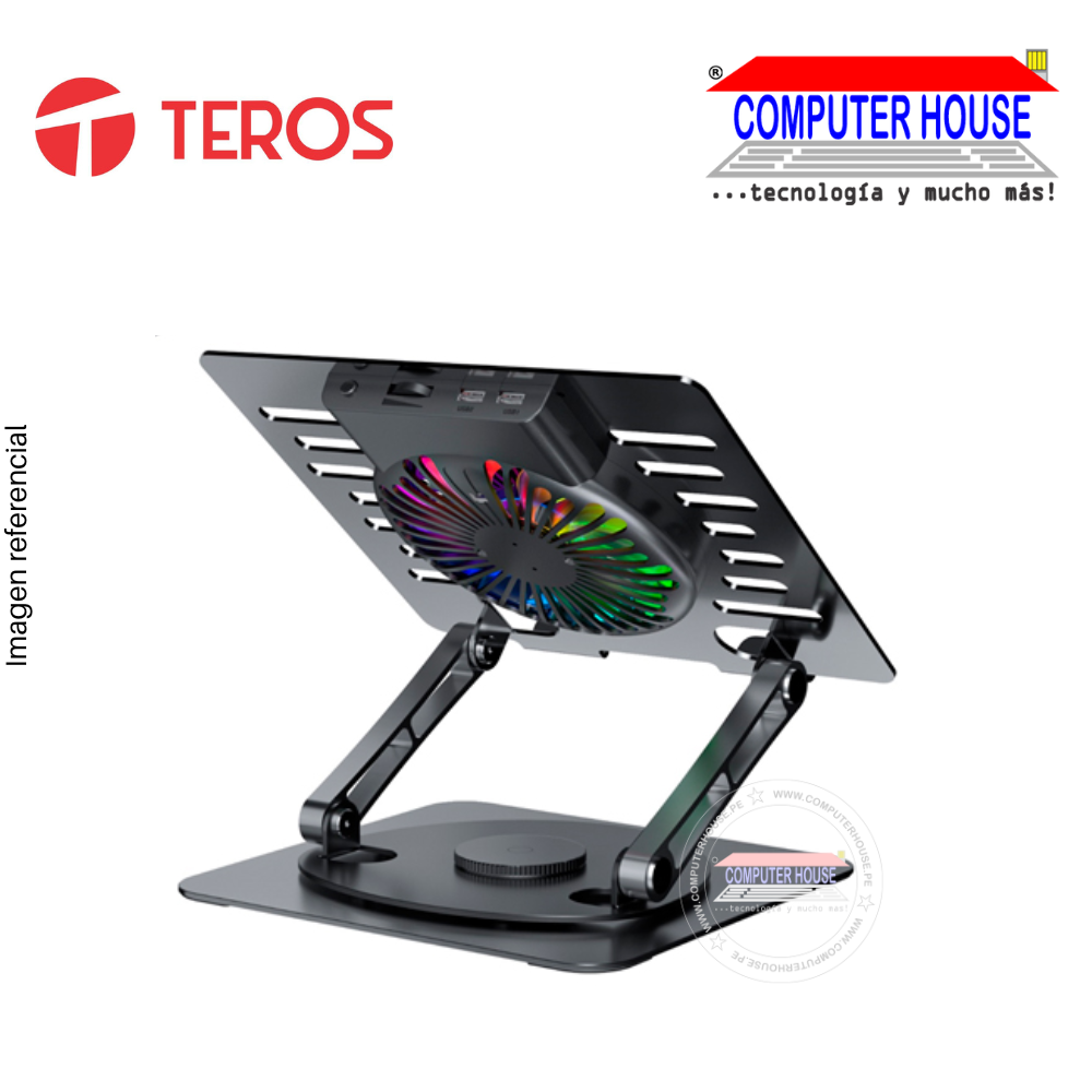 Cooler para Laptop TEROS TE-7132N, 1 cooler, hasta 15.6", RGB.