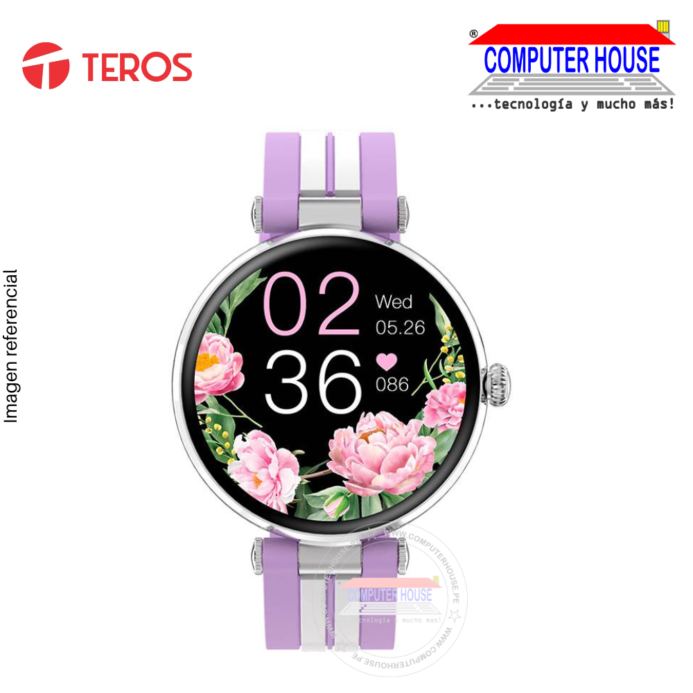 TEROS TE-8088 Smart Watch, 1.19'', Amoled, IP68, Bluetooth 5.1, Purple, SmartWatch.