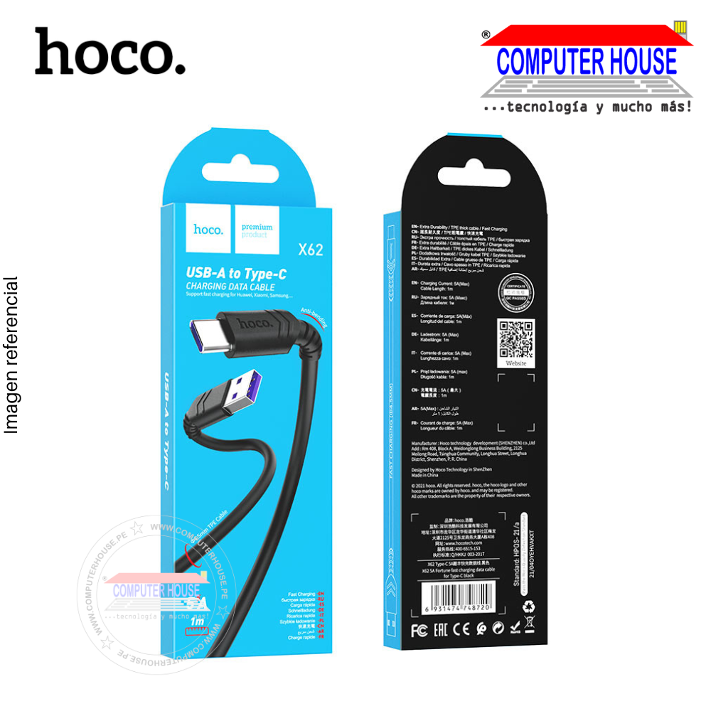 HOCO USB to Type-C cable X62 5A with length 1 meter.
