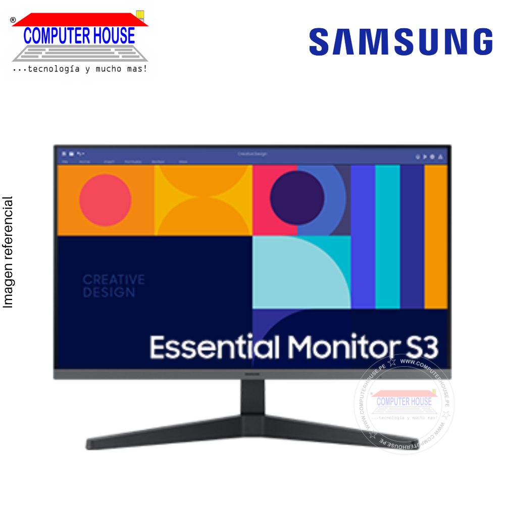 SAMSUN 27" Essential S3 Monitor, Flat, 1920x1080 FHD, 100Hz, 4Ms, DisplayPort / HDMI.