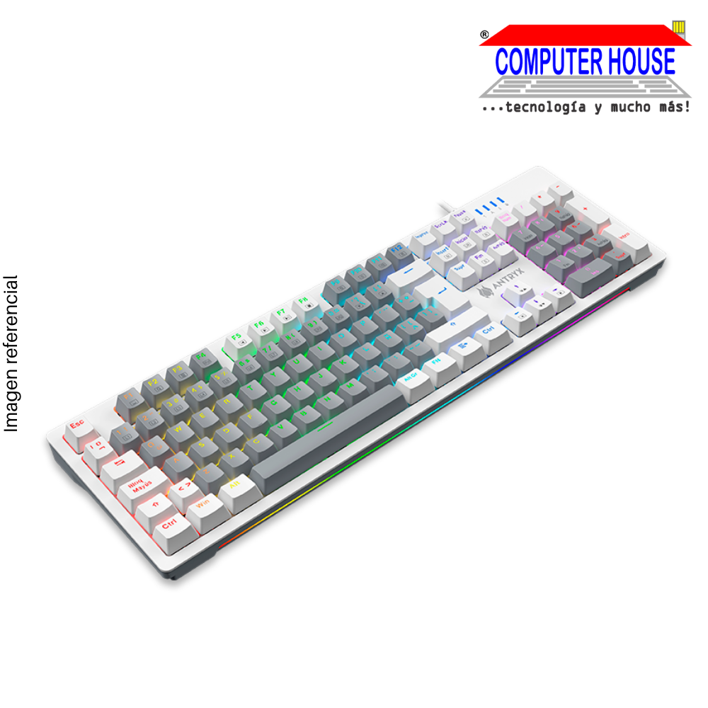 TECLADO MECANICO ANTRYX MK860L WHITE & GRAY, BLUE SWITCH (AMK-CS860LWGBL-SP)