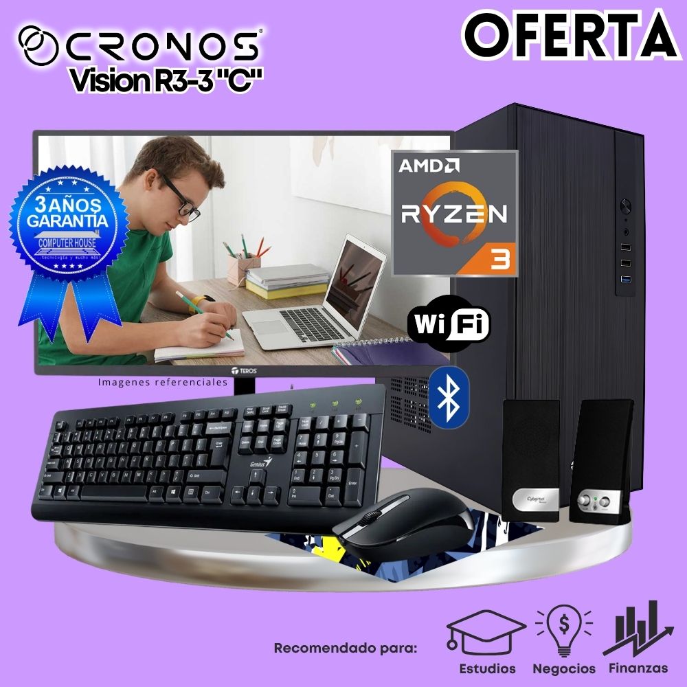 OFFER: CRONOS Qubit R7-5700G PC, 8GB RAM, 500GB SSD, 22″ FHD Monitor, Keyboard + Mouse Kit, Speakers or Headphones.