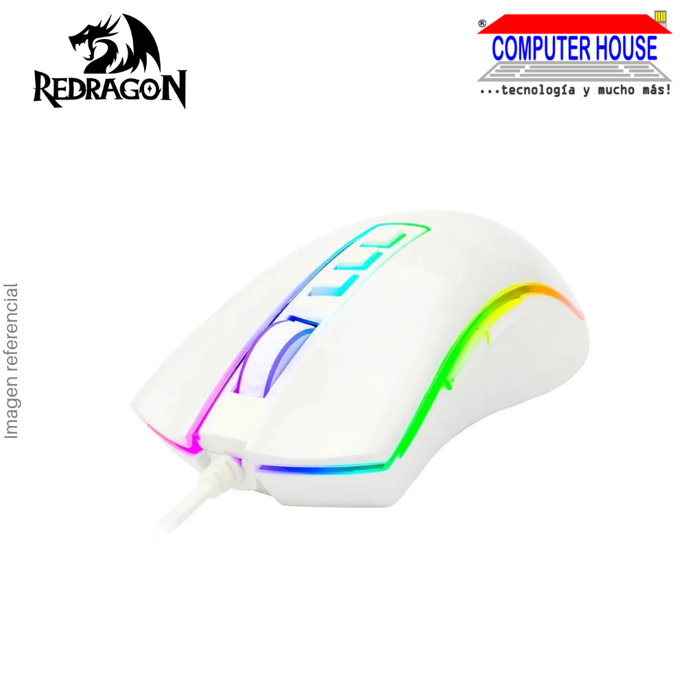 REDRAGON M711W Cobra Wired Gaming Mouse, 10000 DPI, 8 Buttons, White.