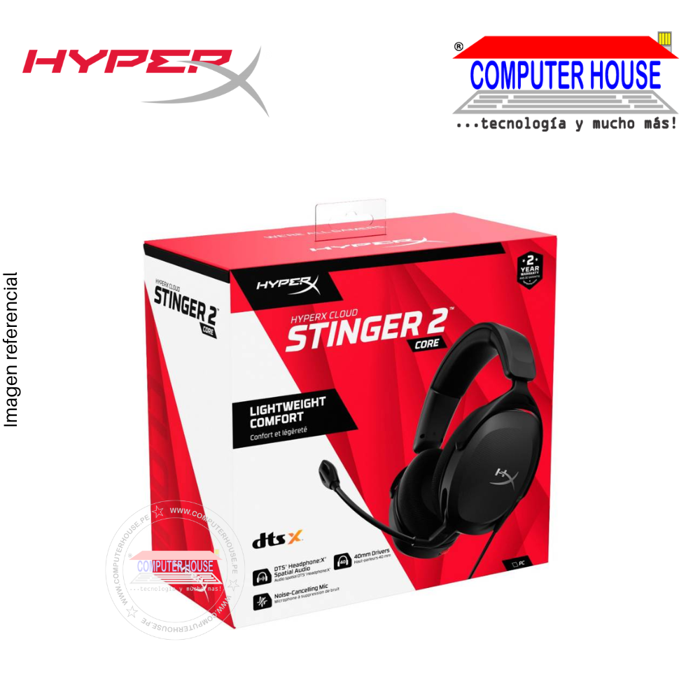 HYPERX Audífonos Cloud Stinger 2 Core alámbrico cable 2m gamer negro 33Ohm (683L9AA)