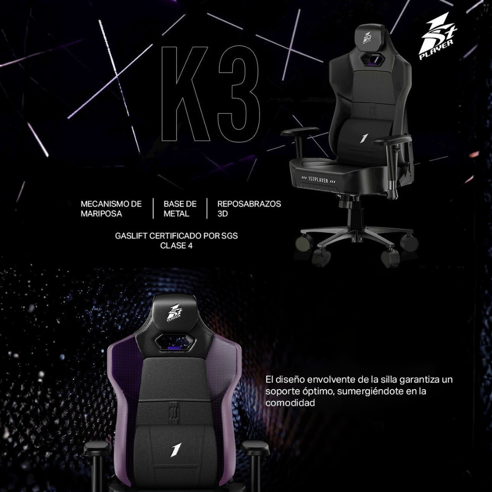 Silla Gamer K3, Negro.