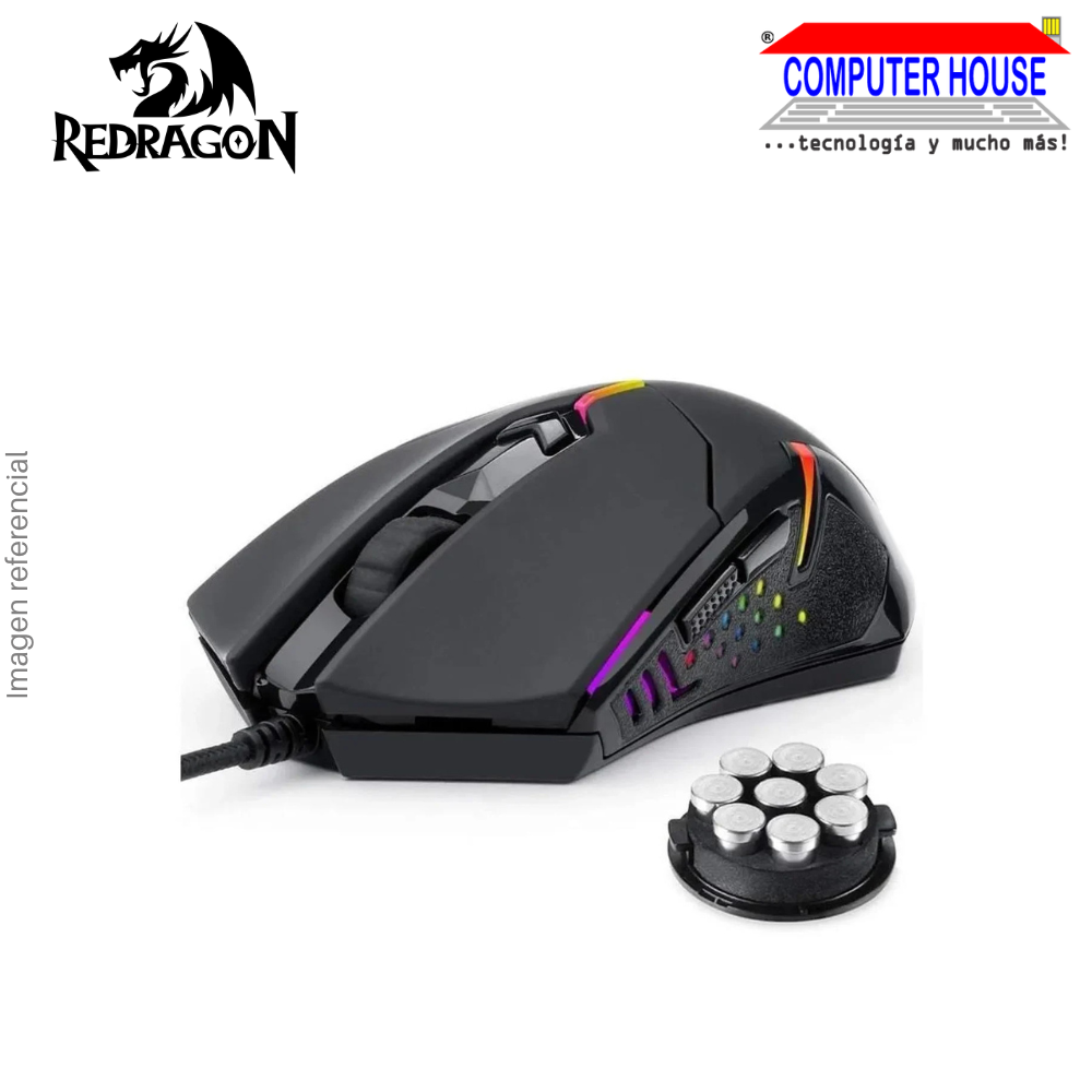 REDRAGON M601 Centrophorus Wired Gaming Mouse, 7200 DPI, 6 Buttons, Black.