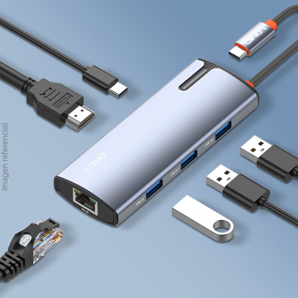 HUB USB Adaptador 6 en 1 LDNIO DS-16H - Plateado